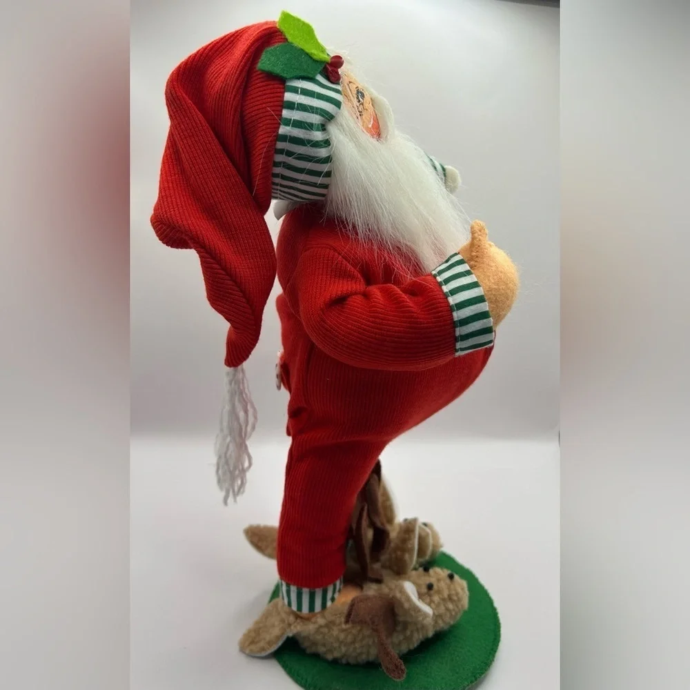 Annalee Jolly Santa wearing reindeer slippers. 2007